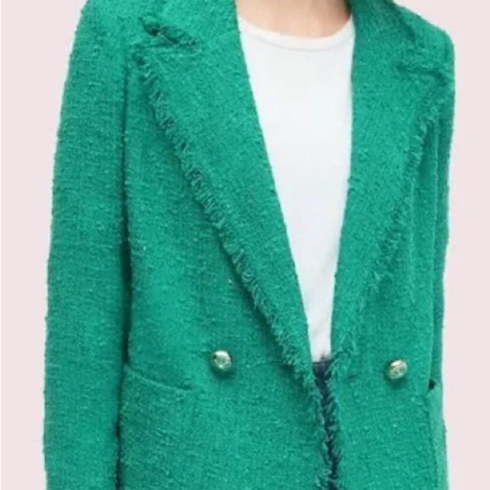 NWOT kate spade Emerald Green Tweed Double-Breasted Blazer
